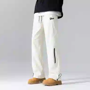 海底小纵队 美式高街基础字母印花潮流时尚百搭显瘦日常通勤简约基础拼接直筒休闲裤 男女同款