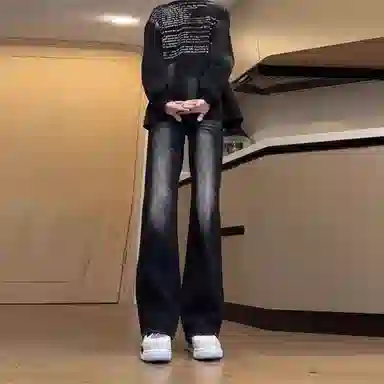 寻星记 美式高街复古舒适百搭直筒阔腿微喇日常通勤长裤牛仔裤 男女同款