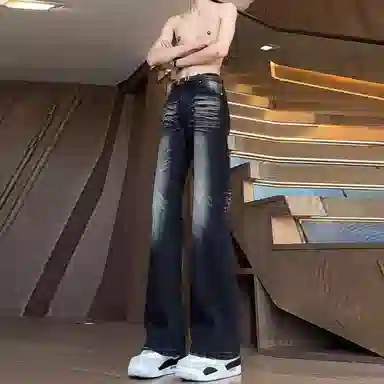 寻星记 美式高街复古舒适百搭直筒阔腿微喇日常通勤长裤牛仔裤 男女同款