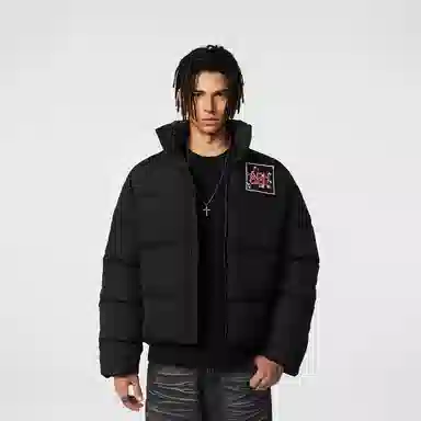 A chock Basic Letter Cotton Jacket