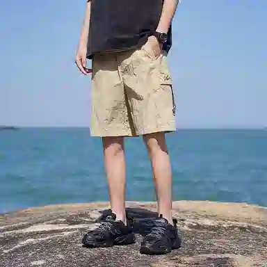 红蜻蜓 美式高街复古潮流设计字母印花百搭时尚高级休闲短裤 男女同款