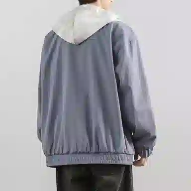 红蜻蜓 美式复古徽章涂鸦数字字母印花宽松百搭舒适防风保暖休闲连帽棒球服外套夹克 男女同款