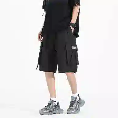 红蜻蜓 美式潮牌设计感复古工装男士夏季潮牌宽松直筒运动裤冰丝速干休闲短裤 男女同款