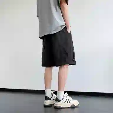 红蜻蜓 美式高街潮流舒适柔软透气凉感篮球跑步针织直筒五分裤休闲短裤 男女同款