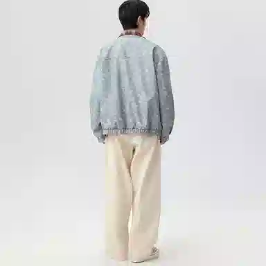 红蜻蜓 美式复古格纹徽章涂鸦数字字母印花宽松百搭舒适防风保暖休闲棒球服翻领外套夹克 男女同款