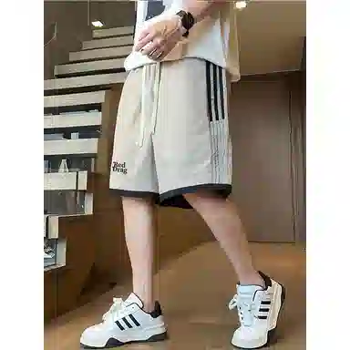红蜻蜓 美式高街复古基础款设计感经典舒适宽松百搭日常通勤潮流时尚简约直筒休闲短裤 男女同款