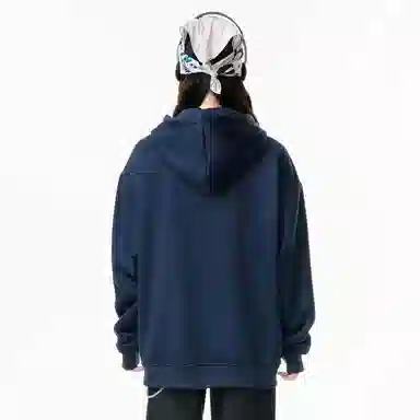 红蜻蜓 美式高街潮牌闪电字母设计感复古数字印花宽松百搭舒适防风保暖休闲连帽卫衣 男女同款