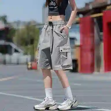 红蜻蜓 美式高街复古时髦特色大口袋耐看大气休闲工装短裤 男女同款