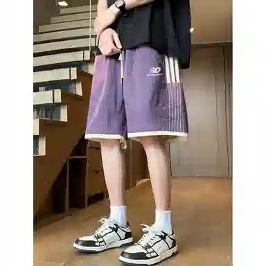 红蜻蜓 美式复古高街设计感多巴胺经典高级舒适宽松百搭日常通勤潮流时尚简约直筒运动健身五分休闲短裤 男女同款