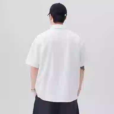 红蜻蜓 美式高街设计感经典高级基础撞色舒适宽松休闲百搭日常通勤潮流时尚简约直筒短袖衬衫 男女同款