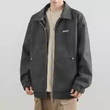 红蜻蜓 美式高街做旧外套男秋冬季痞帅机车工装翻领休闲上衣夹克 男女同款