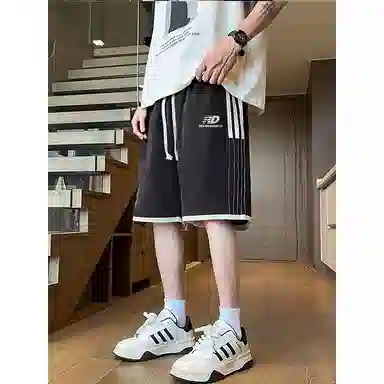 红蜻蜓 美式复古高街设计感多巴胺经典高级舒适宽松百搭日常通勤潮流时尚简约直筒运动健身五分休闲短裤 男女同款