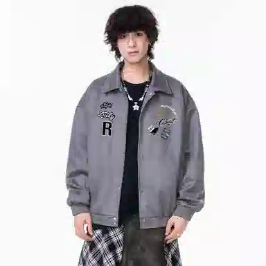 红蜻蜓 美式复古卡通数字字母无性别主义休闲外套男春秋款拼接春季棒球服保暖男款春装夹克 男女同款