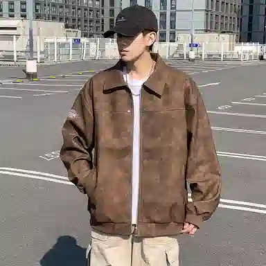 红蜻蜓 美式复古街头风徽章数字字母印花宽松百搭舒适防风保暖休闲棒球服外套夹克 男女同款