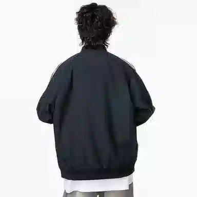 红蜻蜓 美式复古仿刺绣侧边条纹徽章涂鸦数字字母印花宽松百搭舒适防风保暖休闲棒球服外套夹克 男女同款