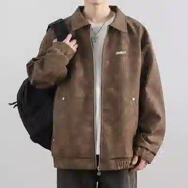 红蜻蜓 美式高街做旧外套男秋冬季痞帅机车工装翻领休闲上衣夹克 男女同款