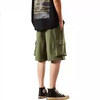 红蜻蜓 美式复古高街设计感经典高级宽松舒适百搭日常通勤潮流时尚简约直筒五分休闲短裤 男女同款