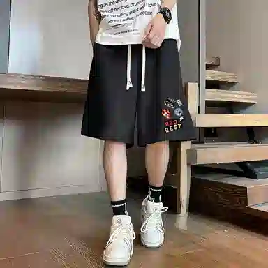 红蜻蜓 美式复古高街设计感经典品牌印花舒适宽松百搭日常通勤潮流时尚简约直筒休闲短裤 男女同款