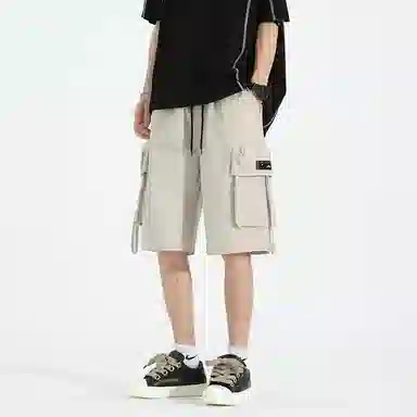 红蜻蜓 美式潮牌设计感复古工装男士夏季潮牌宽松直筒运动裤冰丝速干休闲短裤 男女同款