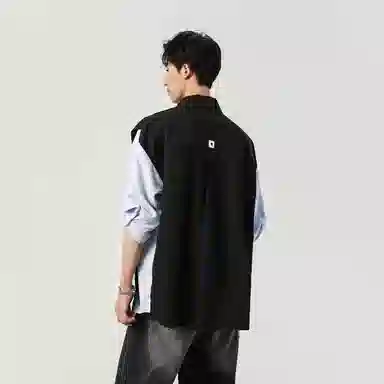 红蜻蜓 美式复古高街假两件设计感经典高级舒适宽松休闲百搭日常通勤潮流时尚简约直筒短袖衬衫 男女同款