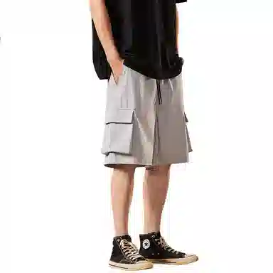 红蜻蜓 美式复古高街设计感经典高级宽松舒适百搭日常通勤潮流时尚简约直筒五分休闲短裤 男女同款