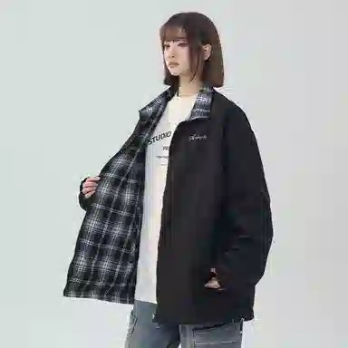 红蜻蜓 美式高街数字字母印花宽松百搭舒适防风防水休闲棒球服双面穿连帽夹克外套 男女同款