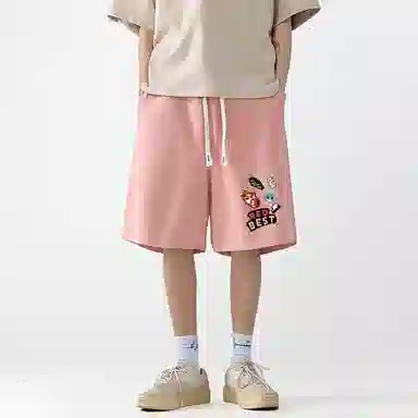 红蜻蜓 美式复古高街设计感经典品牌印花舒适宽松百搭日常通勤潮流时尚简约直筒休闲短裤 男女同款