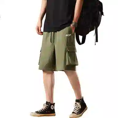 红蜻蜓 美式复古高街设计感经典高级宽松舒适百搭日常通勤潮流时尚简约直筒五分休闲短裤 男女同款