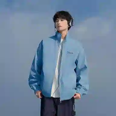 红蜻蜓 美式高街双面穿格纹设计数字字母印花宽松百搭舒适防风防水休闲棒球服立领外套夹克 男女同款