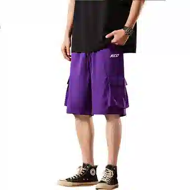 红蜻蜓 美式复古高街设计感经典高级宽松舒适百搭日常通勤潮流时尚简约直筒五分休闲短裤 男女同款