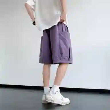红蜻蜓 美式高街潮流舒适柔软透气凉感篮球跑步针织直筒五分裤休闲短裤 男女同款
