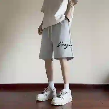 红蜻蜓 美式经典简约运动手写个性日常百搭宽松舒适透气五分休闲短裤 男女同款