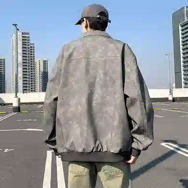 红蜻蜓 美式复古街头风徽章数字字母印花宽松百搭舒适防风保暖休闲棒球服外套夹克 男女同款