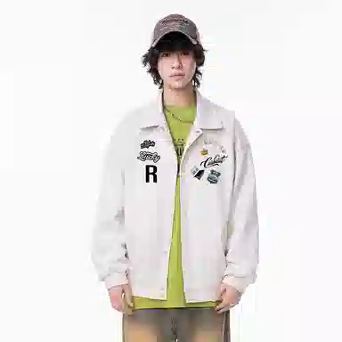 红蜻蜓 美式复古卡通数字字母无性别主义休闲外套男春秋款拼接春季棒球服保暖男款春装夹克 男女同款