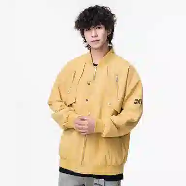 红蜻蜓 美式复古基础简约字母高街防风无性别主义学院风户外通勤宽松休闲飞行员棒球服夹克 男女同款