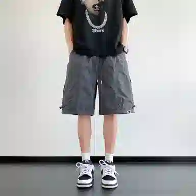 红蜻蜓 美式高街潮流舒适柔软透气凉感篮球跑步针织直筒五分裤休闲短裤 男女同款