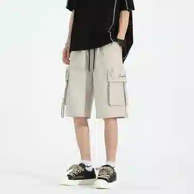 红蜻蜓 美式潮牌高街复古工装男士夏季潮牌宽松直筒运动裤冰丝速干休闲短裤 男女同款