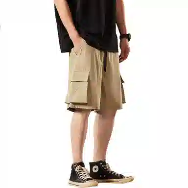 红蜻蜓 美式复古高街设计感经典高级宽松舒适百搭日常通勤潮流时尚简约直筒五分休闲短裤 男女同款