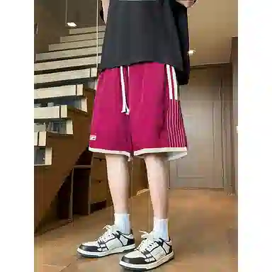 红蜻蜓 美式复古高街设计感经典高级舒适宽松百搭日常通勤潮流时尚简约直筒运动健身五分休闲短裤 男女同款