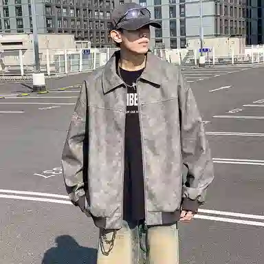 红蜻蜓 美式复古街头风徽章数字字母印花宽松百搭舒适防风保暖休闲棒球服外套夹克 男女同款