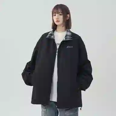 红蜻蜓 美式高街数字字母印花宽松百搭舒适防风防水休闲棒球服双面穿连帽夹克外套 男女同款