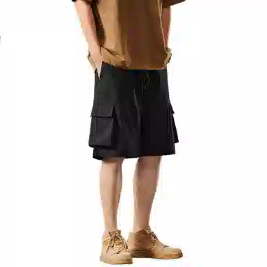 红蜻蜓 美式复古高街设计感经典高级宽松舒适百搭日常通勤潮流时尚简约直筒五分休闲短裤 男女同款