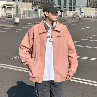 红蜻蜓 美式高街纯色徽章涂鸦数字字母印花宽松百搭舒适防风保暖休闲棒球服外套夹克 男女同款