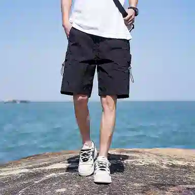 红蜻蜓 美式高街复古潮流设计字母印花百搭时尚高级休闲短裤 男女同款