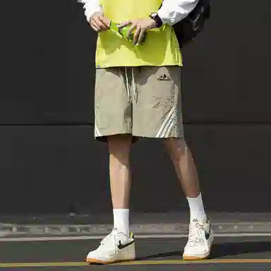 红蜻蜓 清新少年感美式复古潮流百搭条纹设计经典款系带五分休闲短裤 男女同款
