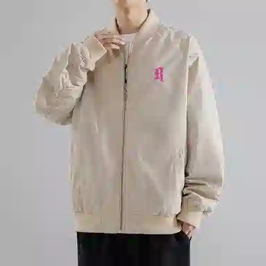 红蜻蜓 美式潮流复古满天星设计感纯色拉链数字字母印花宽松百搭舒适防风保暖休闲棒球服外套夹克 男女同款