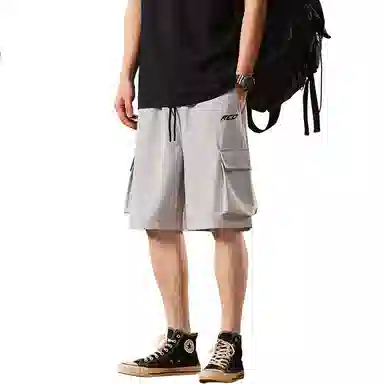 红蜻蜓 美式复古高街设计感经典高级宽松舒适百搭日常通勤潮流时尚简约直筒五分休闲短裤 男女同款