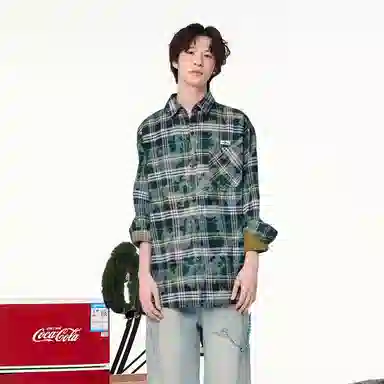 红蜻蜓 美式复古格子高街设计感高级宽松休闲百搭日常通勤潮流时尚简约长袖衬衫 男女同款