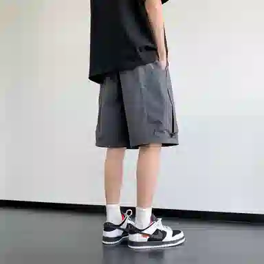 红蜻蜓 美式高街潮流舒适柔软透气凉感篮球跑步针织直筒五分裤休闲短裤 男女同款