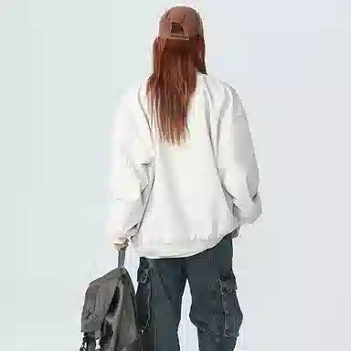 红蜻蜓 美式复古卡通图案数字字母印花无性别主义宽松百搭舒适防风保暖休闲棒球服外套夹克 男女同款